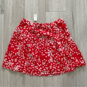 Banana Republic Clip Dot Pleated Fit-And-Flare Skirt- Red Floral